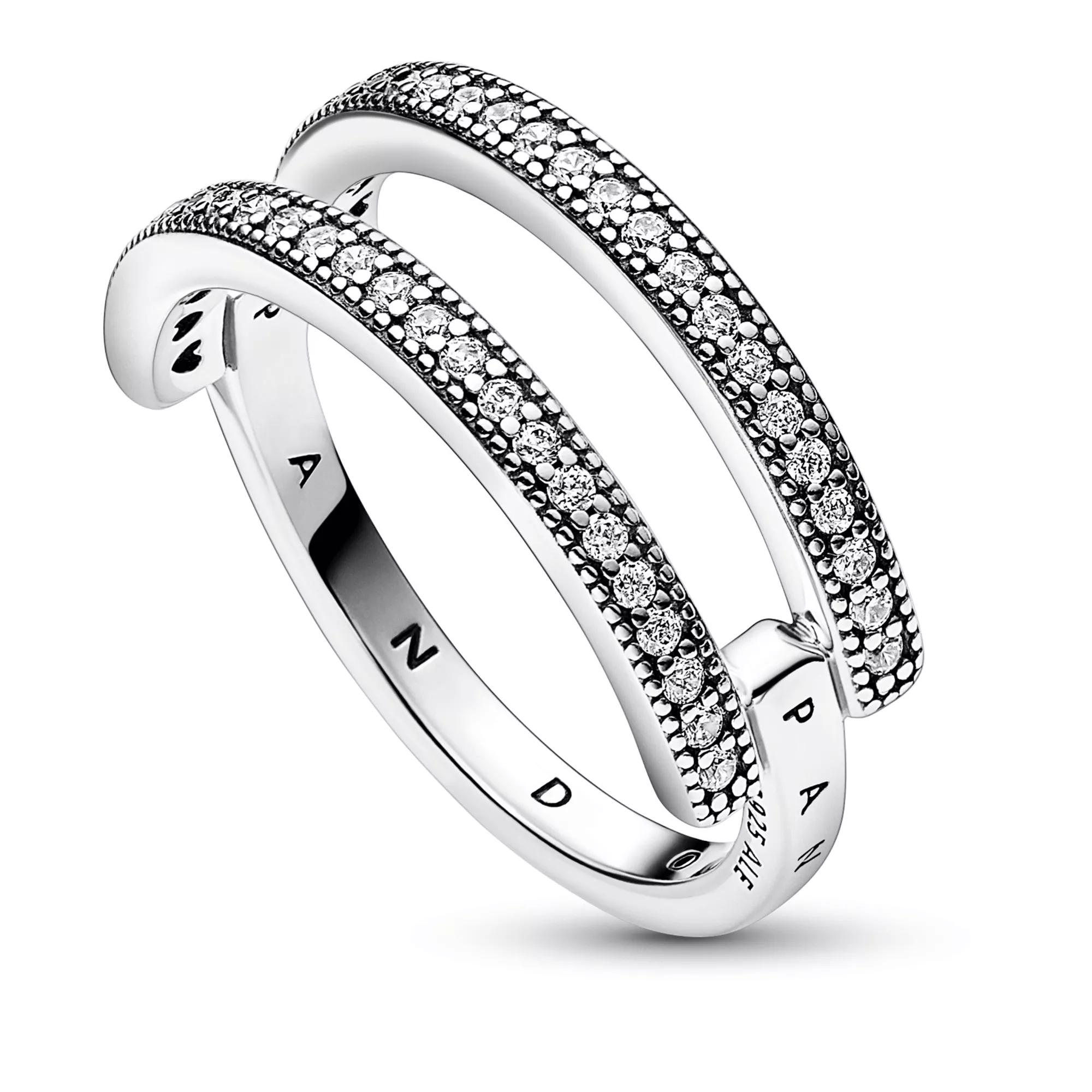 Pandora Pandora Signature Logo Pave Double Band Ring silver Pave Ring
