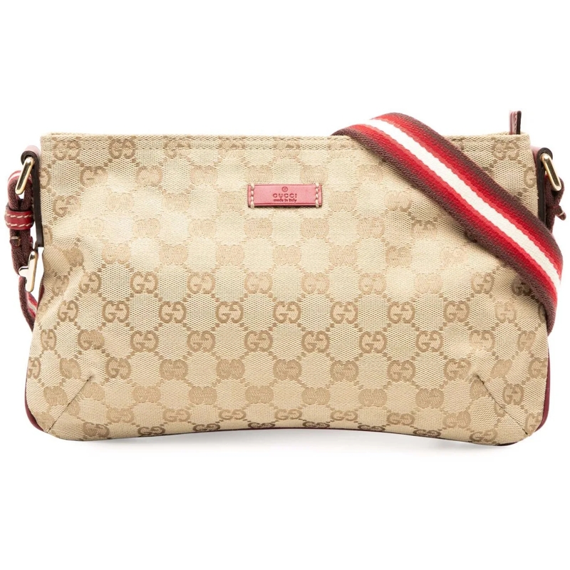 Gucci Schultertasche GG Canvas Web Crossbody braun