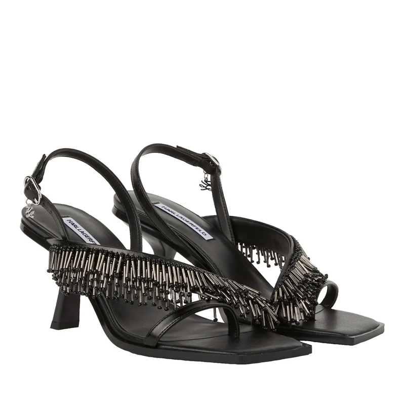 Karl Lagerfeld Pumps Karmel Slingback-Pumps mit Fransen schwarz
