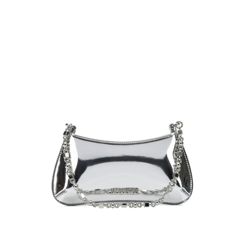 Jacquemus Schultertasche Reflective Silver Shoulder Bag With Geometric Chai Silver