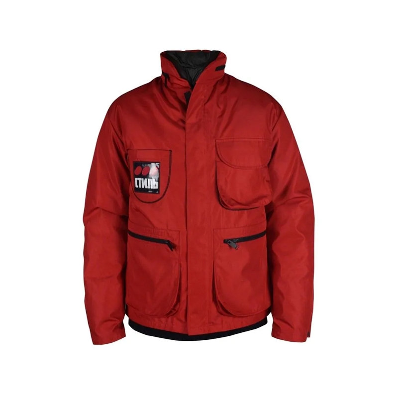 Heron Preston Doudoune Red Down Jacket With Hidden Hood Red