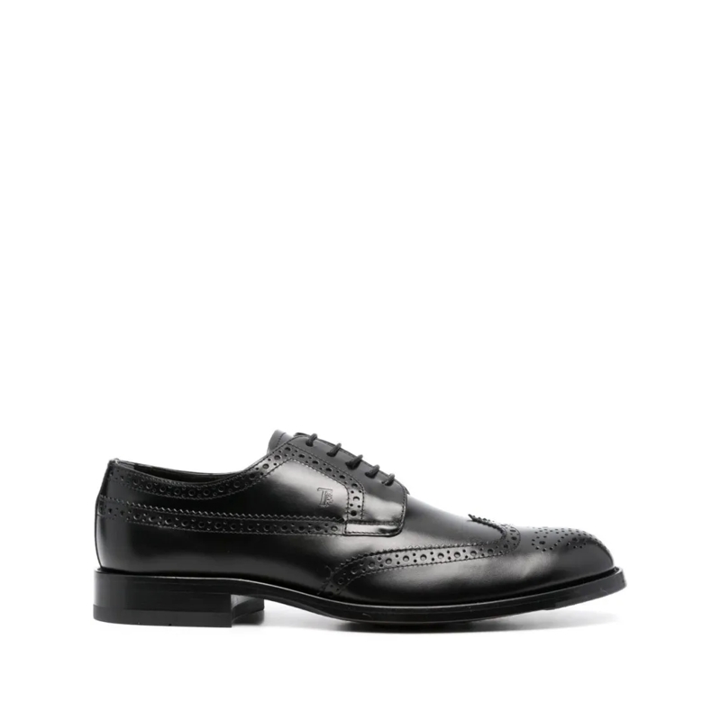 Tod's Schnürschuhe Classic Lace-Up Brogue Flat Shoes Black