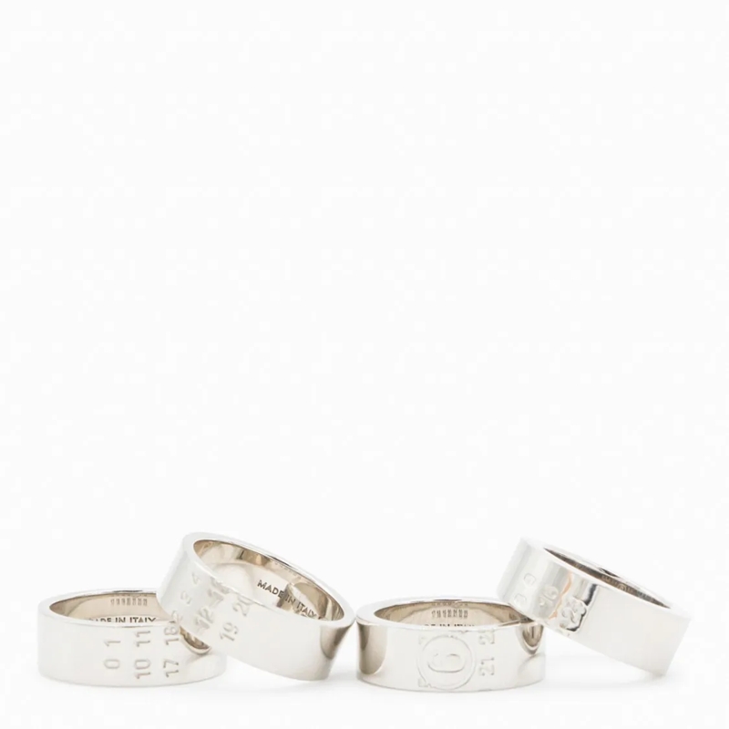 MM6 Maison Margiela Ring Polished Silver-Tone Ring Set With Engraved Detail Not Applicable