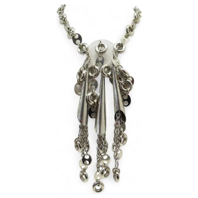 Paco Rabanne Mittellange Halskette VINTAGE PACO RABANNE HALSKETTE 42CM AUS METALL MIT silber