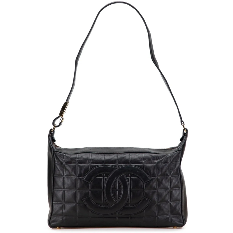 Chanel Sac à bandoulière Medium Lambskin Chocolate Bar Shoulder Bag schwarz