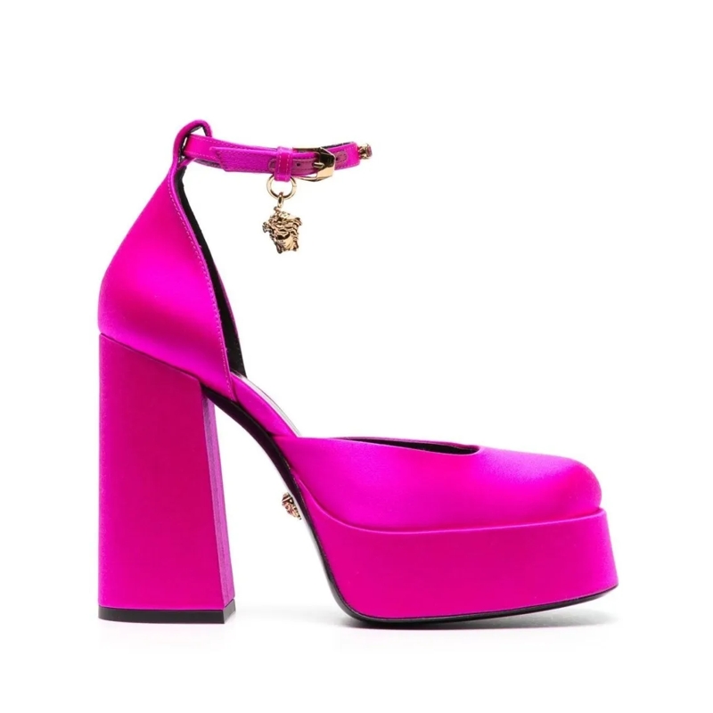 Versace Pumps Fuchsia Satin Medusa Aevitas 125Mm Pumps Pink