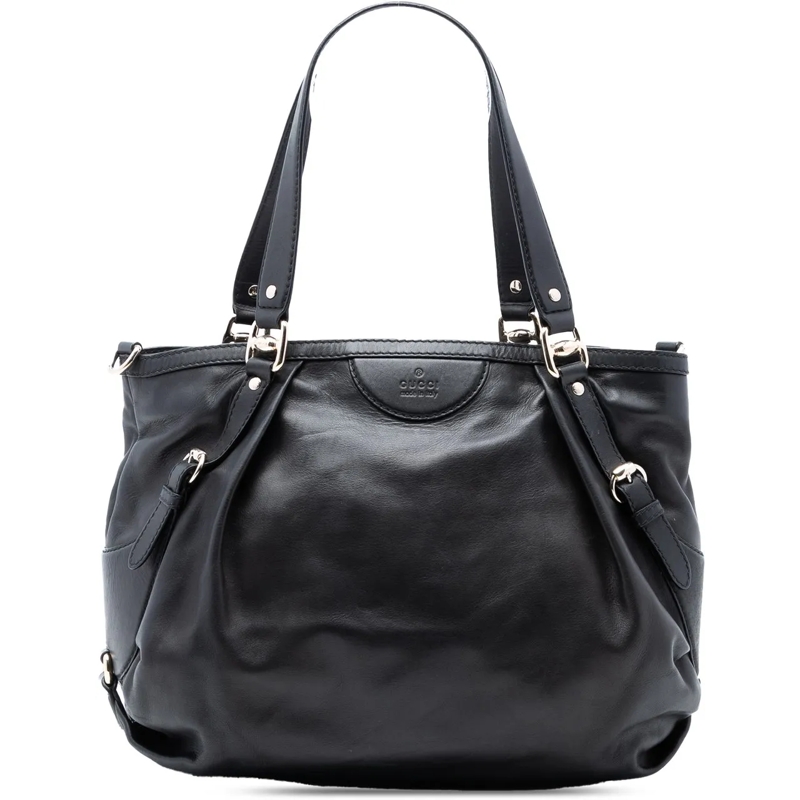 Gucci Schultertasche Leather Bridle Satchel schwarz