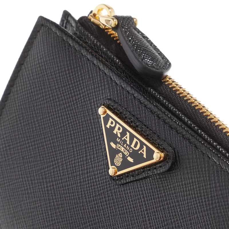Prada Bi-Fold-Portemonnaie Saffiano Triangolo Small Zip Wallet F0002 nero(Image 4)