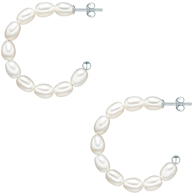 Valero Pearls Ohrstecker Sterling Silber Perlen-Ohrstecker Süßwasser-Zuchtp weiss(Image 3)