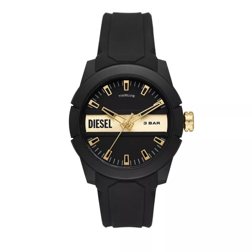 Diesel Double Up Three-Hand Silicone Watch Black Quarz-Uhr