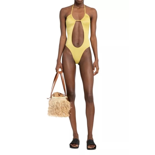 Palm Angels Glittered One Piece Swimsuit Yellow 