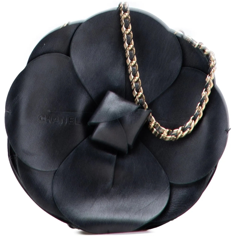 Chanel Fourre-tout Lambskin and Satin Camellia Flower Evening Bag schwarz