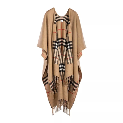 Burberry Reversible Cape Cashmere and Wool Archive Beige Mantello