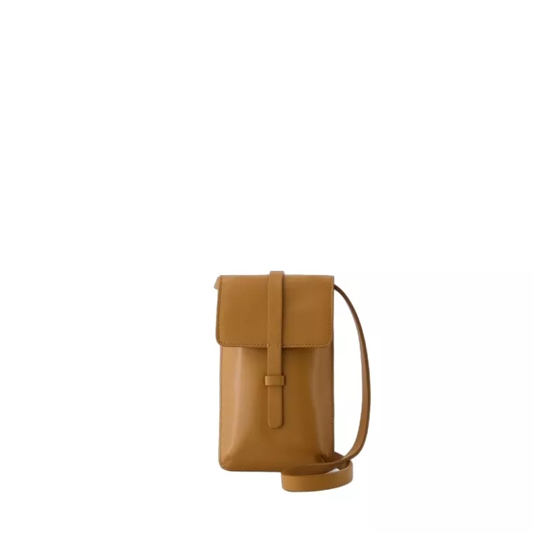 Ines De La Fressange Schoudertas Leonore Crossbody - Leather - Camel Brown