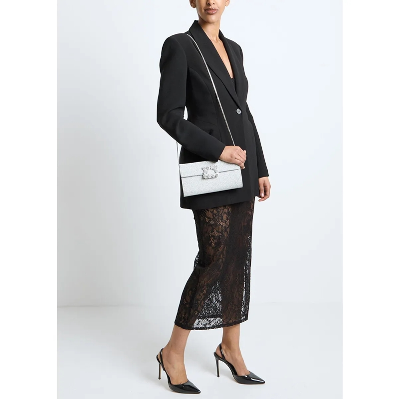 Roger Vivier Clutch Flower Buckle Clutch Argento(Image 3)