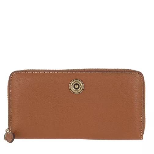 Lauren Ralph Lauren Millbrook Wallet Pebbled Leather Lauren Tan/Orange Portemonnaie mit Zip-Around-Reißverschluss