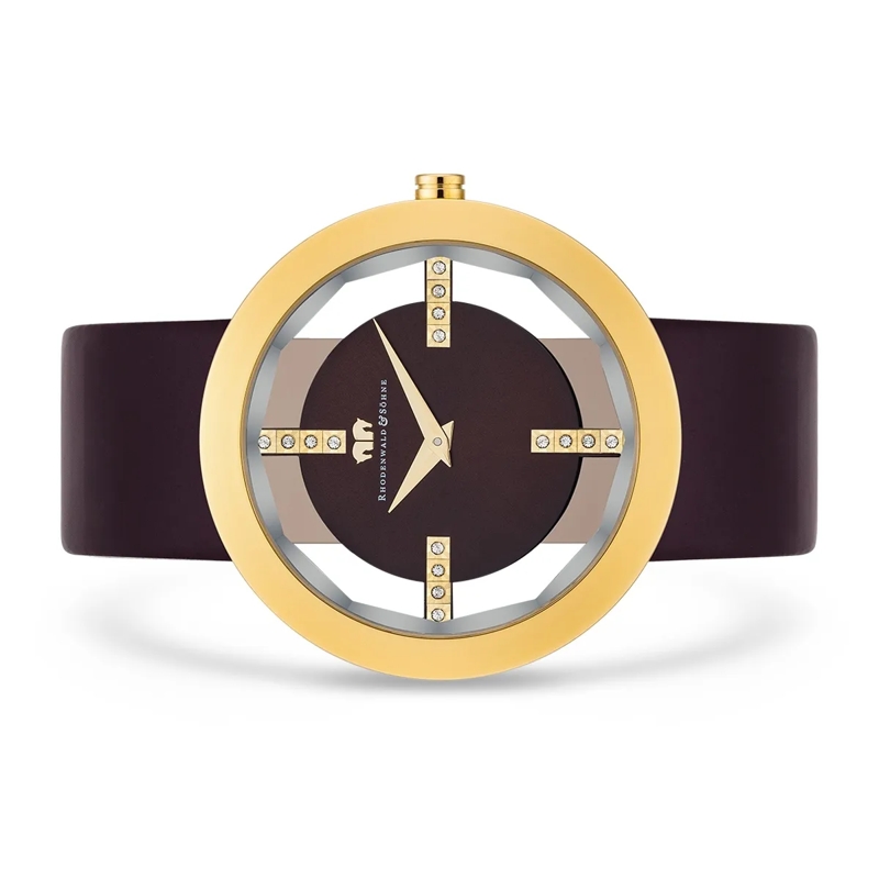 Rhodenwald & Söhne Automatikuhr Damen Armbanduhr Lucrezia Echtleder gold(Image 3)