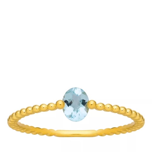 Indygo Corfou Ring Blue Topaz Yellow Gold Solitaire Ring