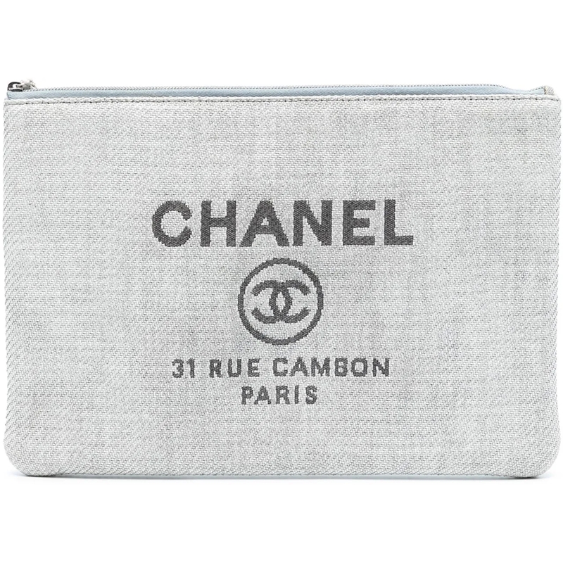 Chanel Clutch Large Tweed Deauville O Case Clutch grau