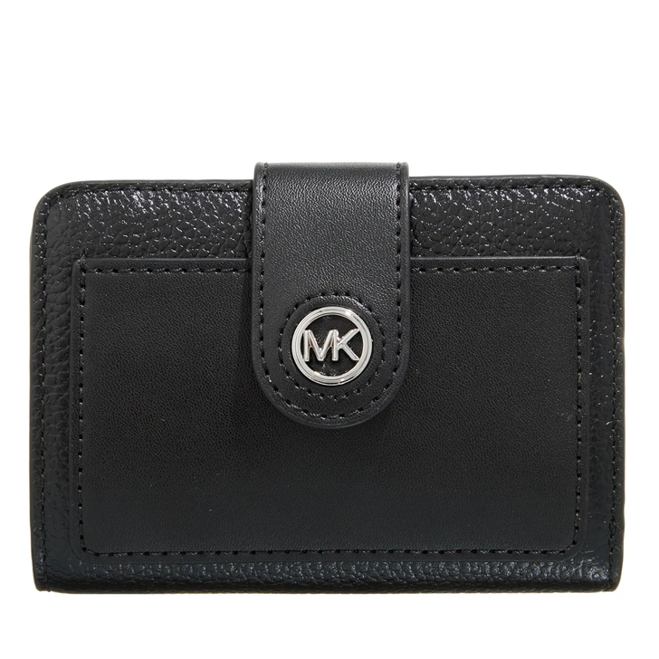 Michael Kors Sm Tab Compact Pckt Wllt Black Bi Fold Wallet