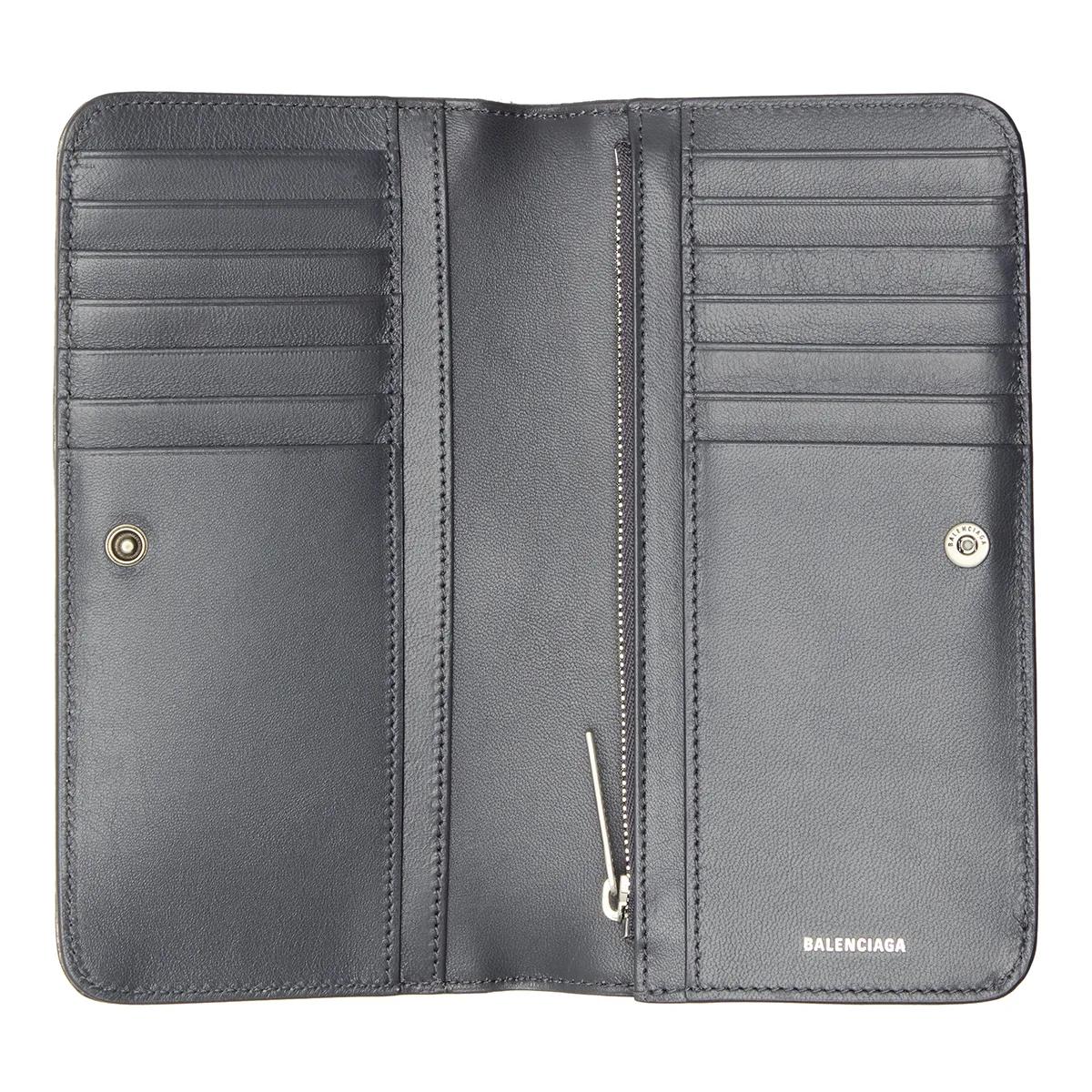 Thumbnail - Balenciaga Portemonnaies - Logo Plaque Metallic Bifold Wallet - Gr. unisize - in Grau - für Damen