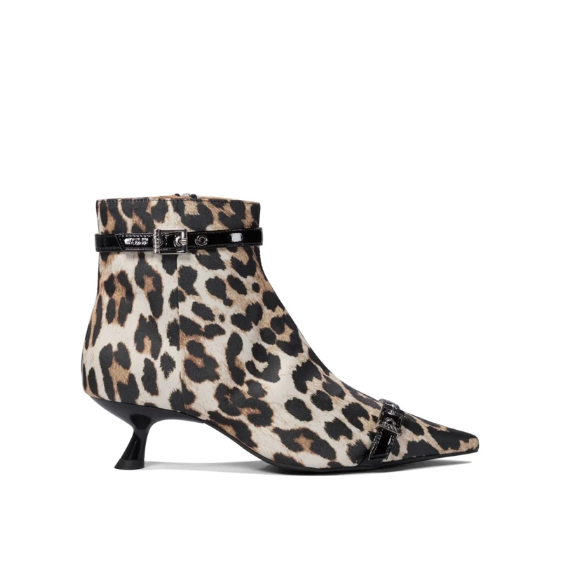 GANNI Bottes Leopard Ankle Boots Multicolor