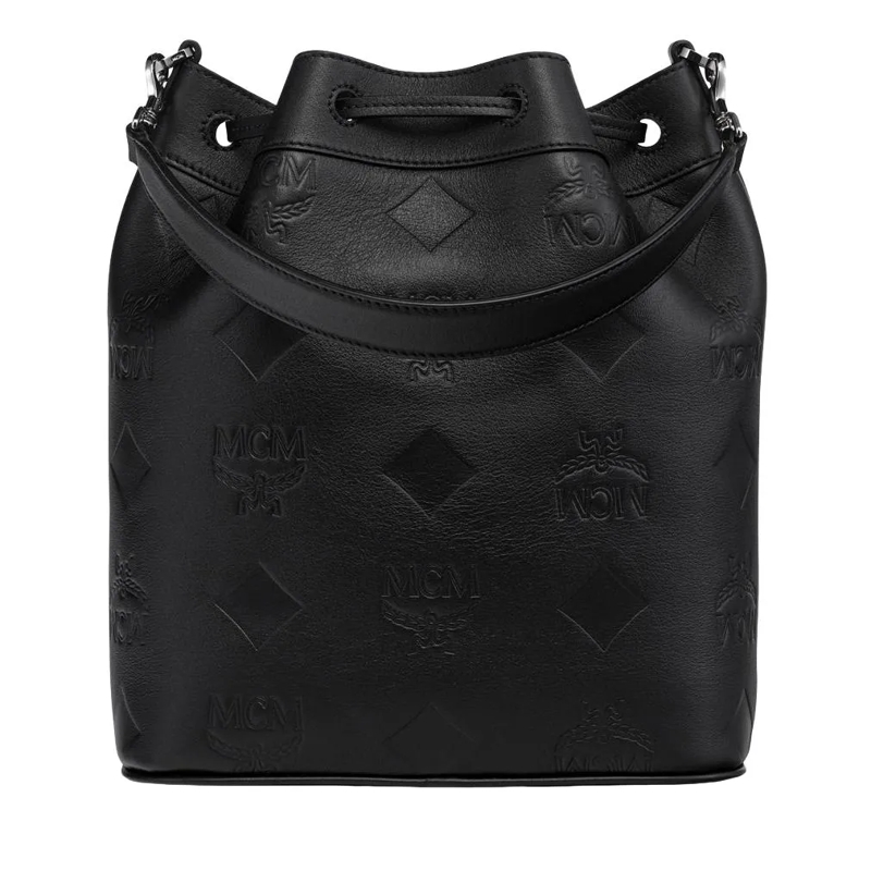 MCM Bucket Bag Dessau Lthr Drawstring Med Bk Black(Image 9)