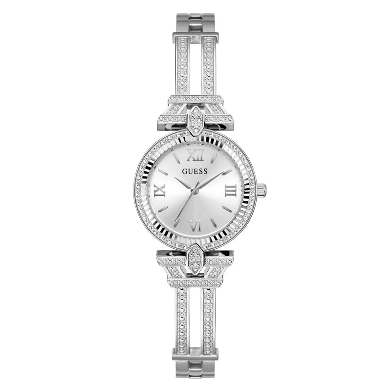 Guess Quarzuhr Quarz-Analoguhr Delphine silber