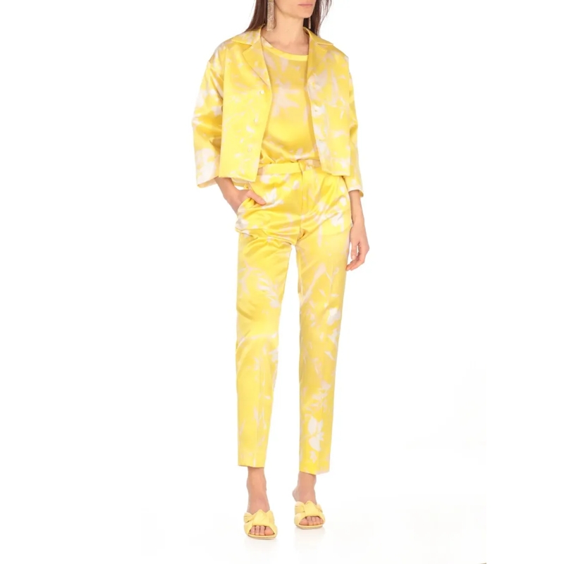 Fabiana Filippi T-Shirt Sleeveless Silk Top With Contrasting Color Pattern Yellow (Image 2)