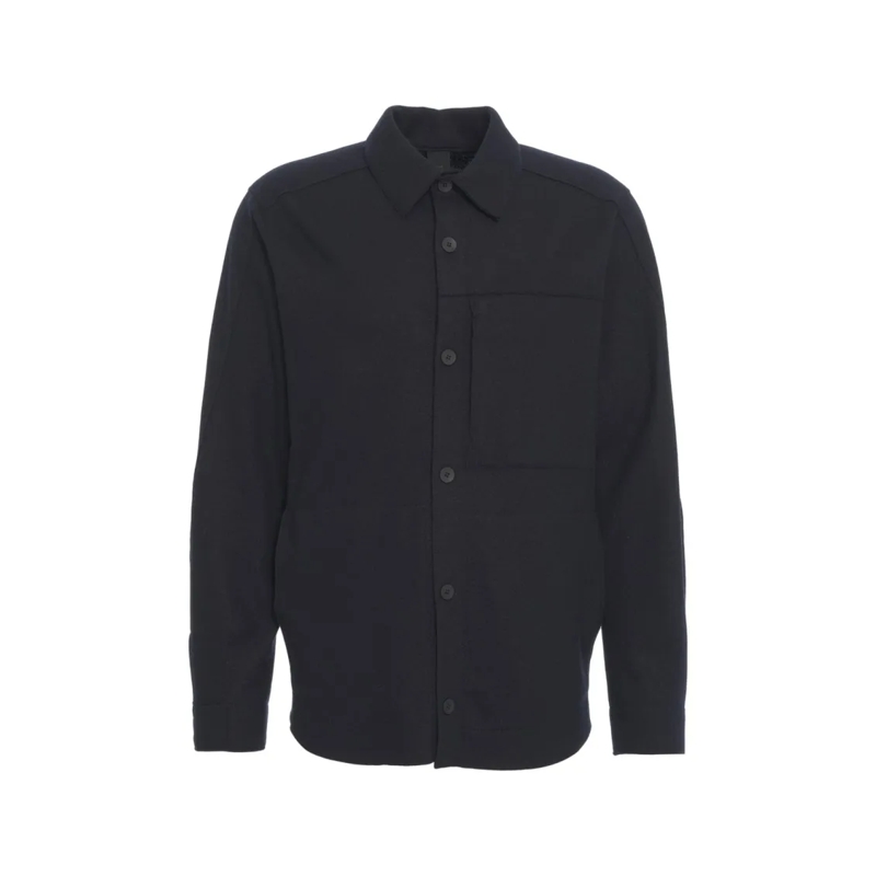 Transit  Minimalistic Virgin Wool Overshirt With Structural Black