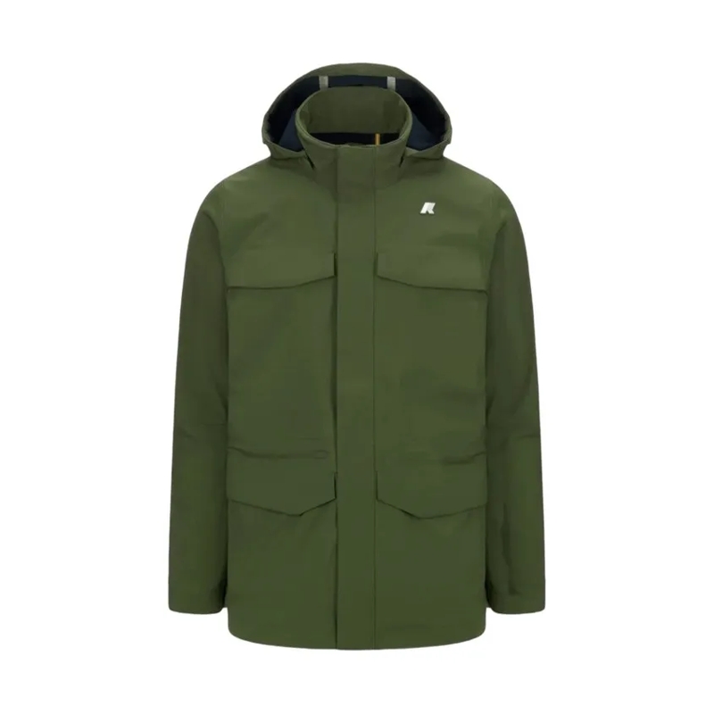 K-Way Parka Three-Layered Casual Jacket With Detachable Hood Black