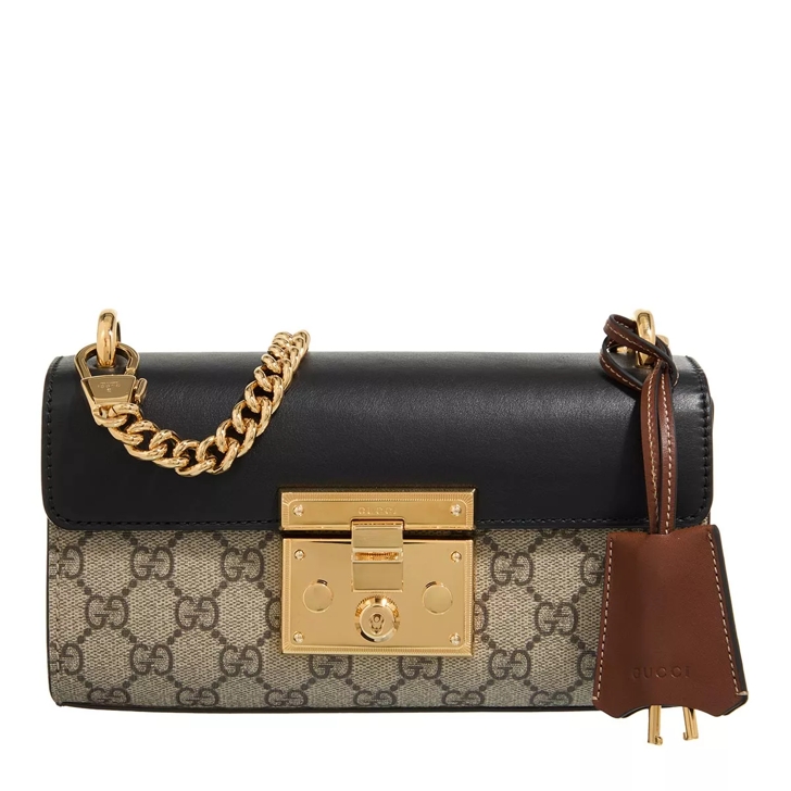 Gucci Padlock Mini Shoulder Bag Black and Brown Crossbody Bag