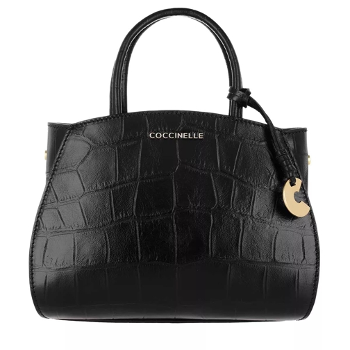 Coccinelle Concrete Croco Maxi Satchel Bag Leather Noir Crossbody Bag