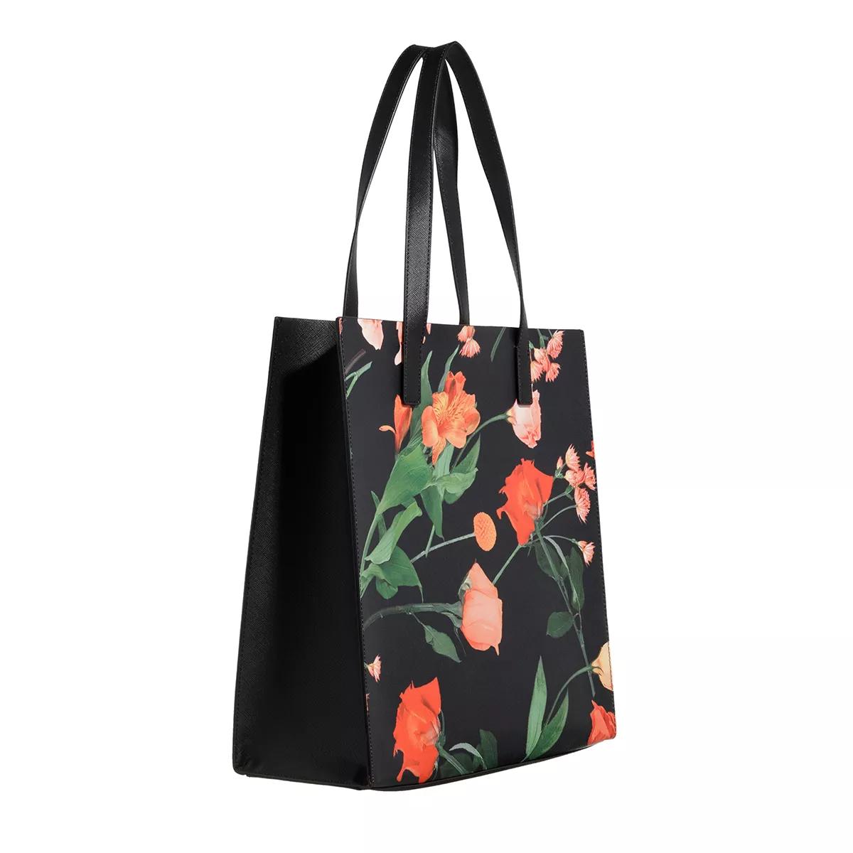 Buy Ted Baker Women Black Floral Print Large Icon Tote Online