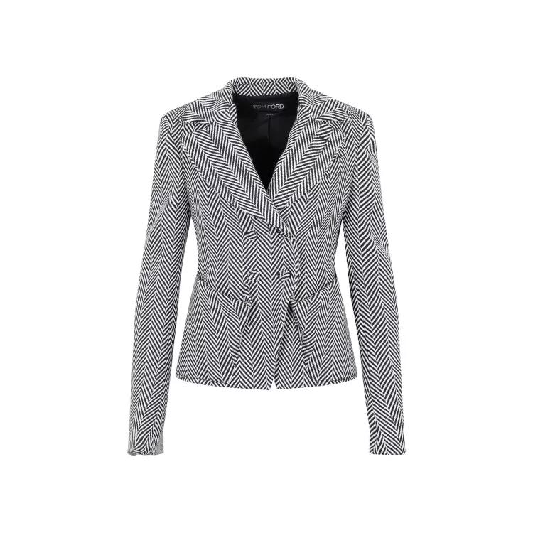 Tom Ford - Chevron Fitted Black White Acetate Jacket - Größe 40 - black