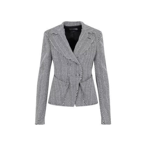 Tom Ford  Chevron Fitted Black White Acetate Jacket Black