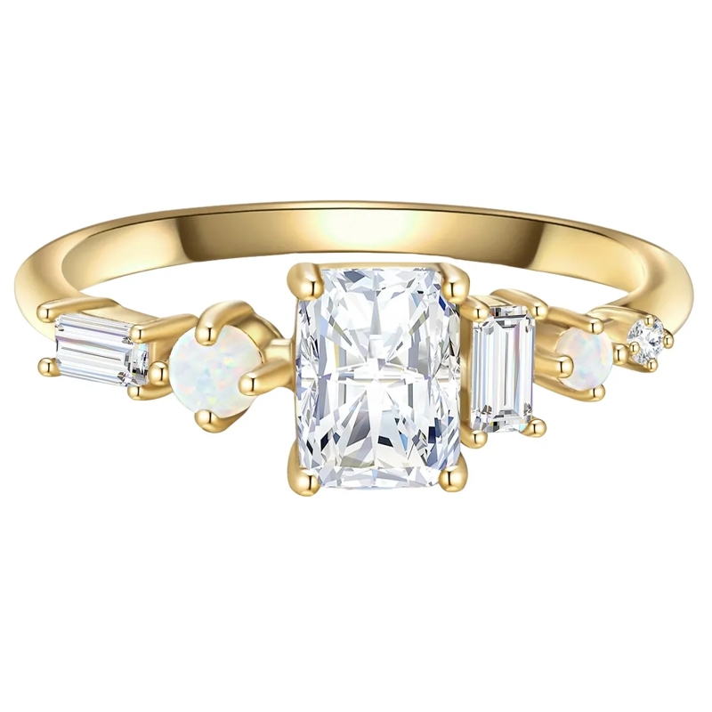 Glanzstücke München Ring Sterling Silber Ring Zirkonia Opal gold