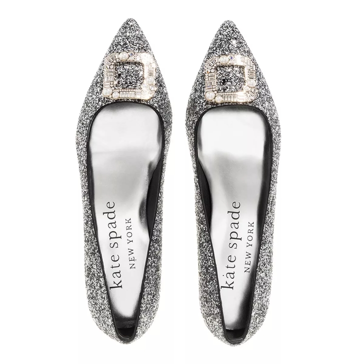Kate Spade New York Buckle Up Black Silver Ballerina Slipper