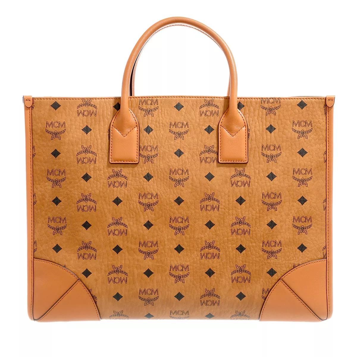 Gold mcm discount tote bag