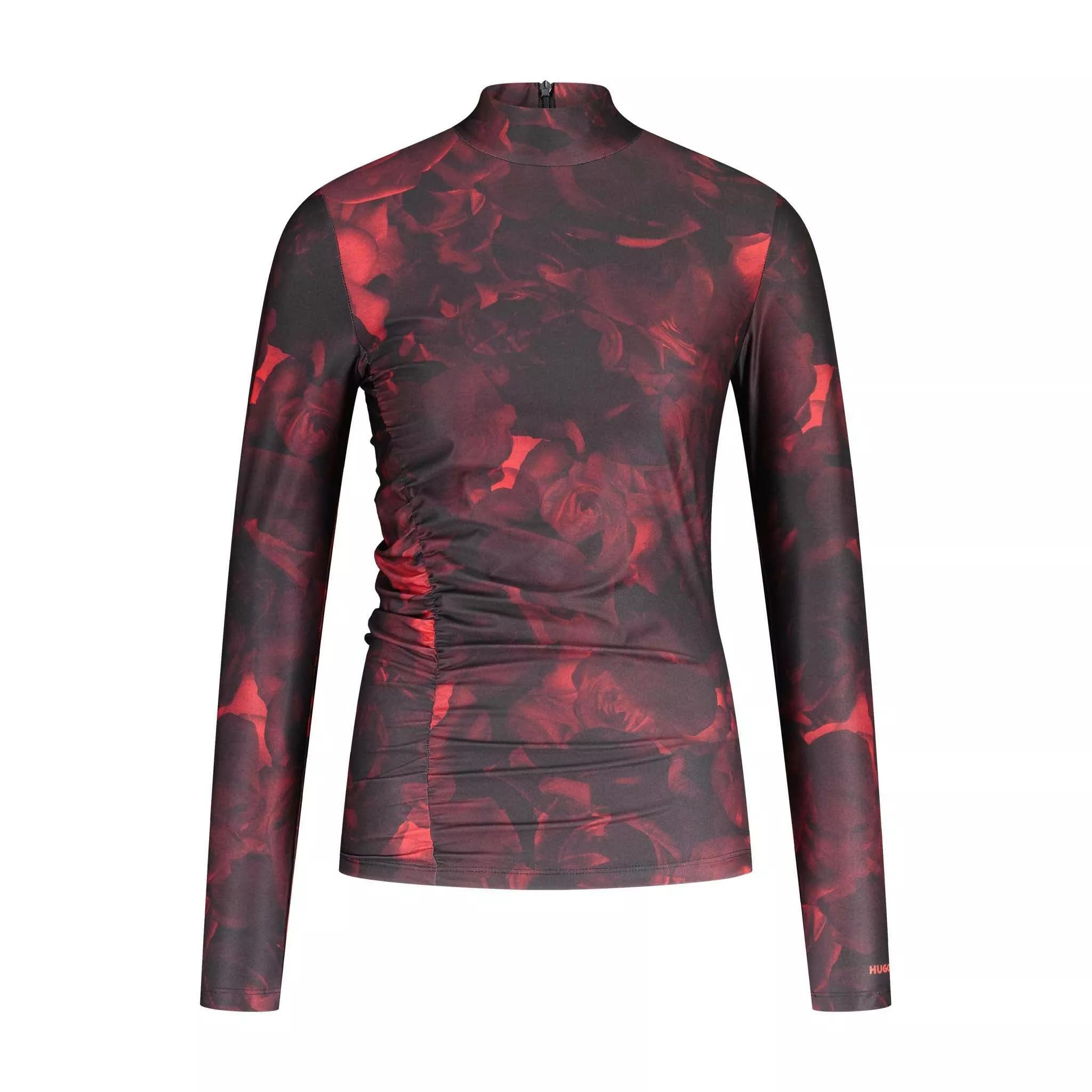 Hugo - Top mit Rosenprint 47701929787738 - Größe XS - black