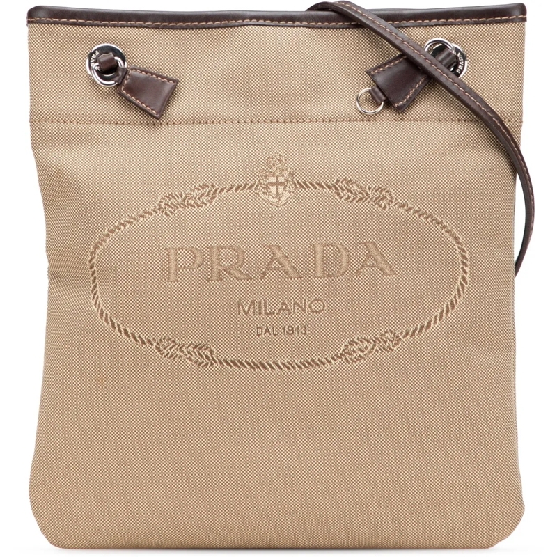Prada Schultertasche Canvas Canapa Logo Crossbody braun