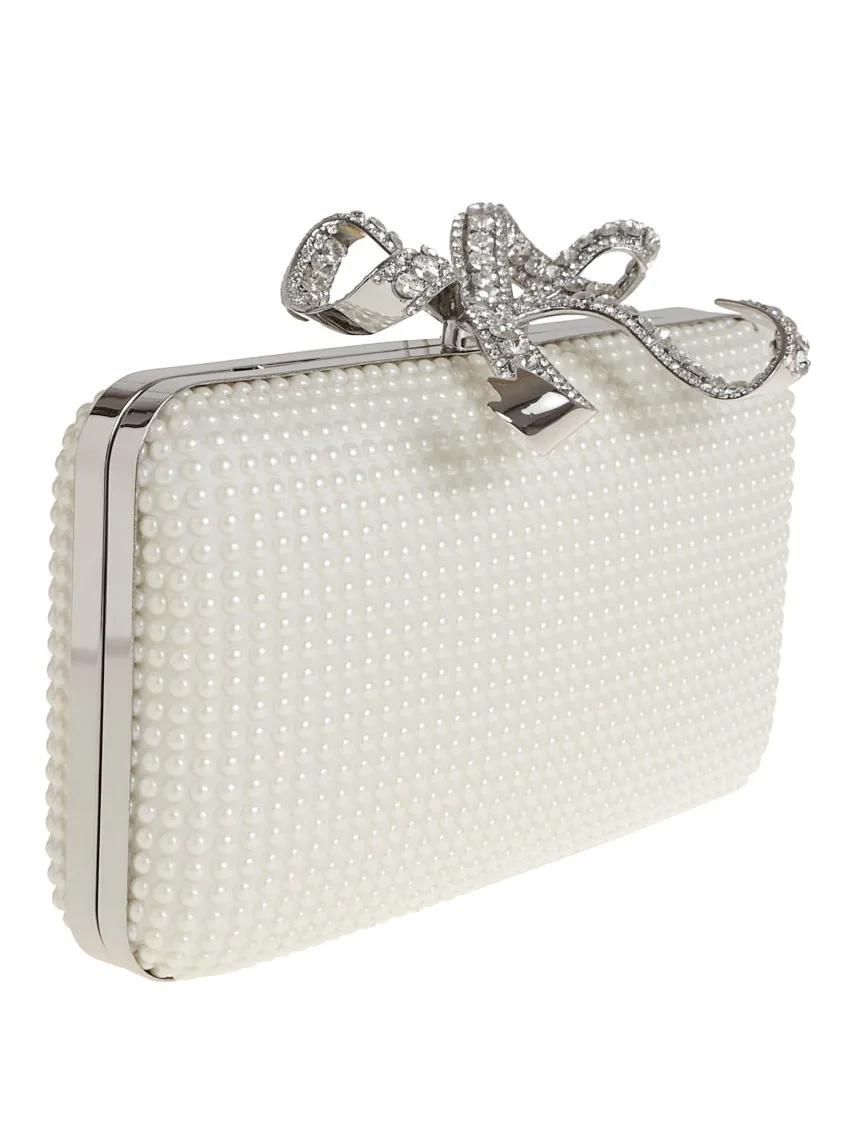 Self-portrait Clutches Pearl Box Clutch in wit