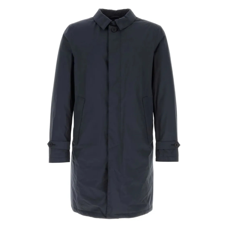 Herno  Padded Waterproof Trench Coat In Classic Navy Blue