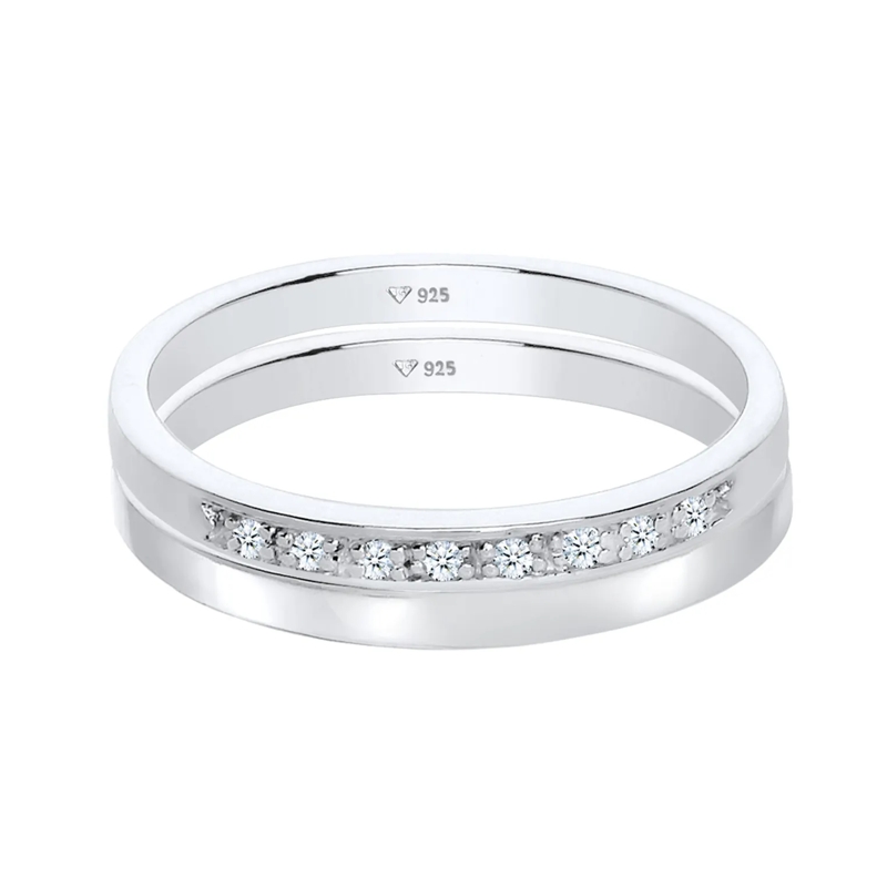 Elli Diamantring Ring Basic Memoire Diamant (0.04 ct) 2er Set 925 S silber(Image 2)