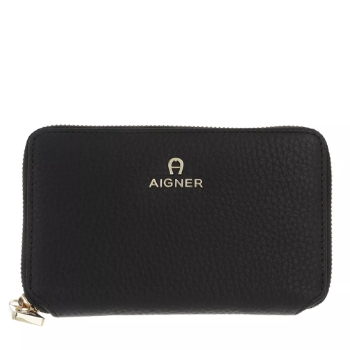 AIGNER Wallet Black Portemonnaie mit Zip-Around-Reißverschluss