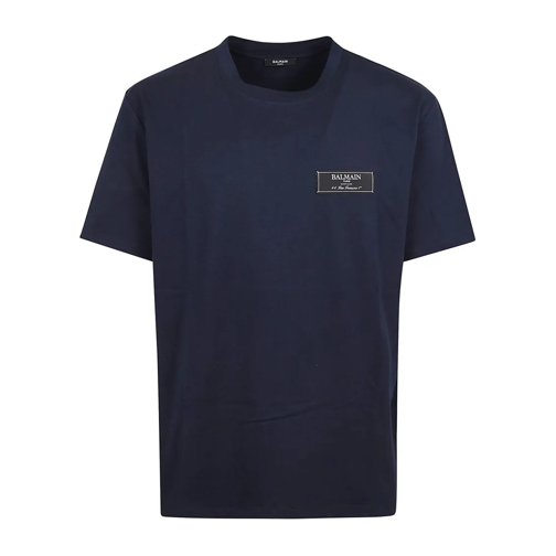 Balmain T-shirts Cotton T-Shirt With Iconic Pierre Detail Blue