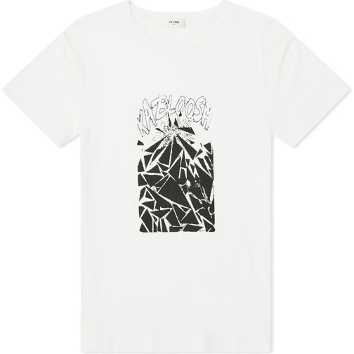 Celine T-Shirts Celine Printed Cotton T-Shirt weiß