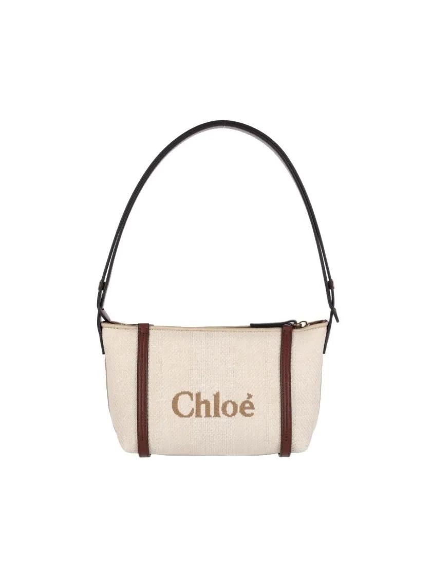 Chloé Crossbody bags Structured Canvas Shoulder Bag With Leather Accent in beige