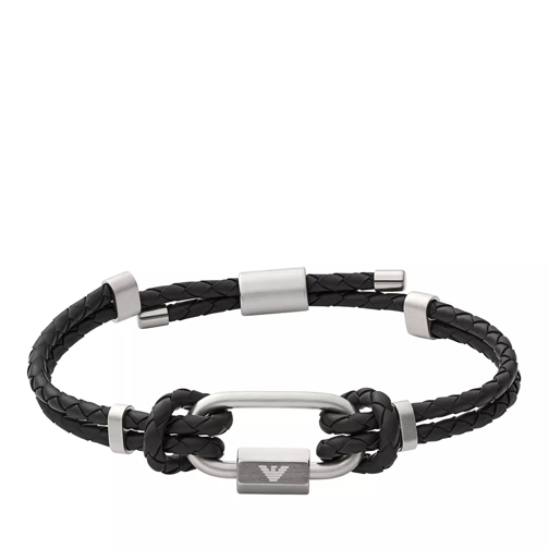 Emporio Armani Rubber Braided Cord Bracelet Black/Silver Braccialetti