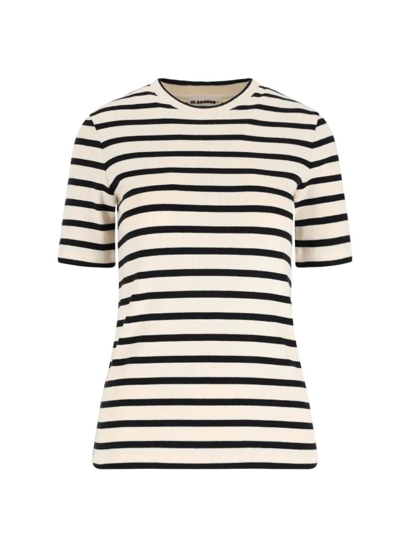Thumbnail - Jil Sander - Striped T-Shirt – Ivory - Größe M - beige